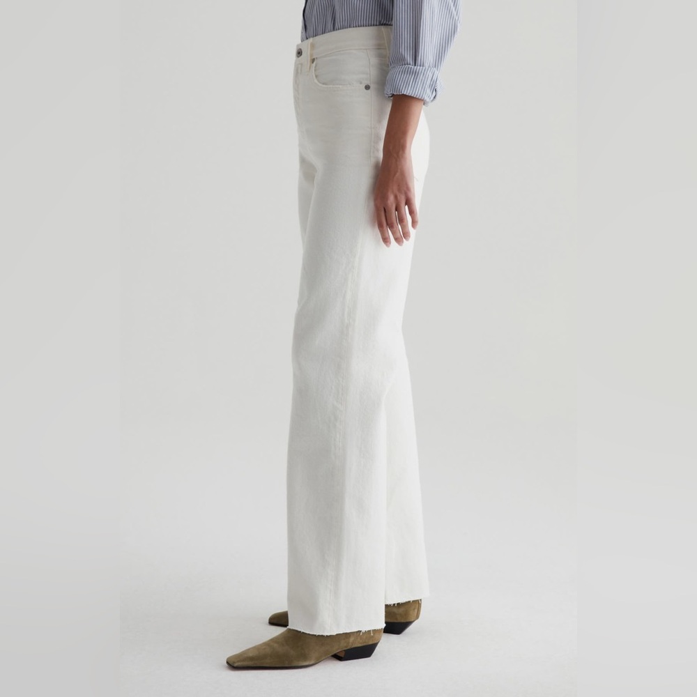 NWT AG Kora Wide Leg Raw Hem Jeans in Powder White Sz 31 $240 - Picture 4 of 11